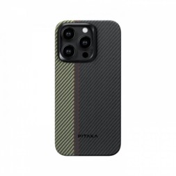 Чехол для iPhone 15 Pro Max Pitaka Fusion Weaving MagEZ Case 4 Overture кевлар (черно-серый)